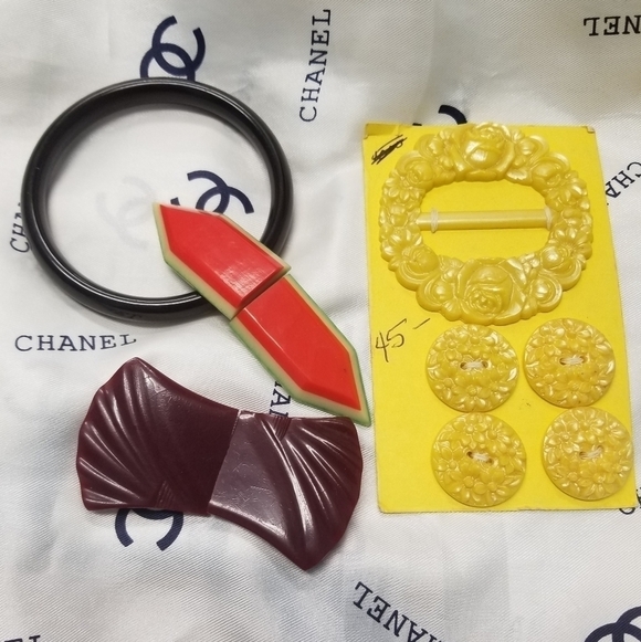 Rare OLD Celluloid Buckle Button Lot - Picture 1 of 6